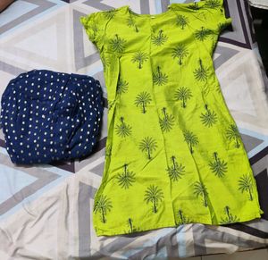 Green Printed Kurta Set