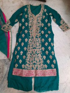 Teal Embroidered Kurta Set