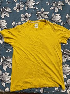 WROGN Men Mustard Yellow Striped Cotton PureCotton
