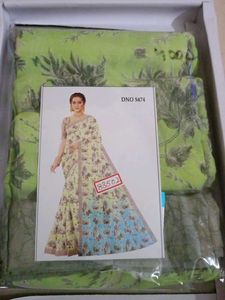 Akshat Print Powder Crepe Saree
