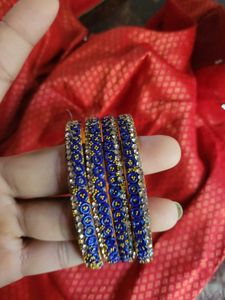 Blue &amp; Gold Bangles (Set of 4)