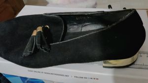 Korea Imported Women Velvet Black Tassle Loafer