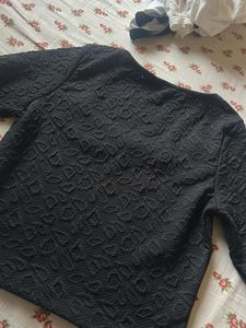 Textured Black Crop Top