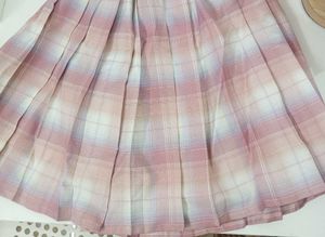 Pink Plaid  Pleated Skirt