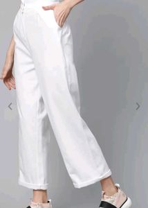 Women White Straight Trouser