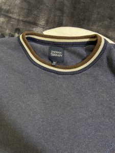 Navy blue wool Sweater With Retro Design Thrift