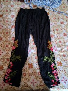 Floral Embroidered Pants