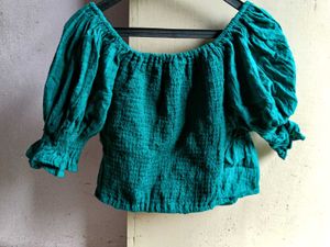 Cute Green Tie-Front Top