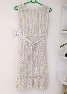 Off White And Gold Colour Dress