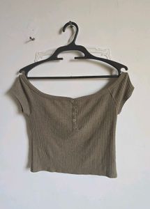 Olive Green Ribbed Top