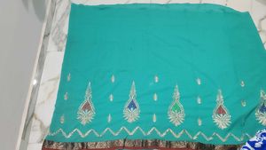 Elegant Teal &amp; Navy Saree