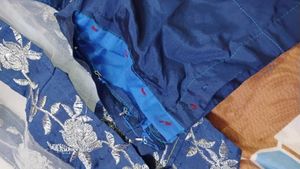 Elegant Blue Embroidered Blouse And Dupatta