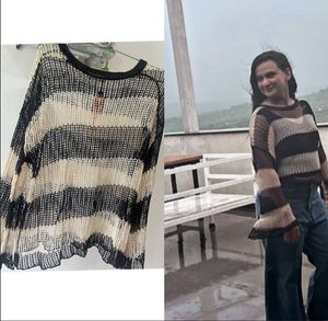 Striped Crochet Knit Top
