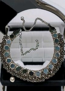 Vintage Silver Tone Choker And 6 Earings