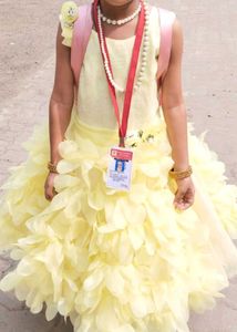 Yellow Ruffle Gown For Kids