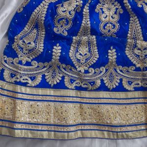 Blue Unstiched Lehenga