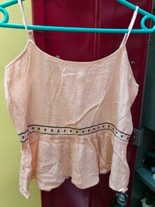 Peach Embroidered Top