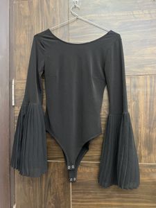 Black Flared Sleeve Bodysuit