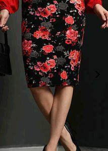 Floral Knee Length Pencil Skirt