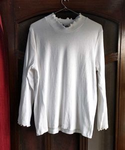 White Long Sleeve Ruffle Top by Sassafras