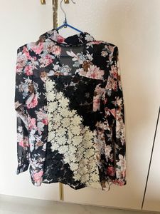 Floral Print Sheer Blouse