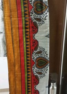 Grey Cotton Paisley Block Print Saree