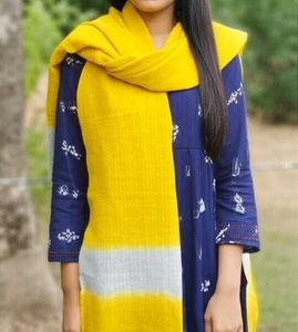 Yellow &amp; White Tie-Dye Scarf/Duppata
