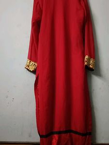 Red &amp; Gold Embroidered Festive Kurta Pant Set
