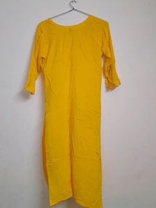 Bright Yellow Kurti For Women.