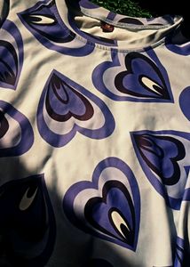 Purple Hearts Full Sleeve Crop Top