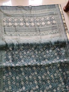 Teal Floral Print Saree✅