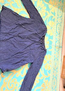Check  Top Blue  Cotton.