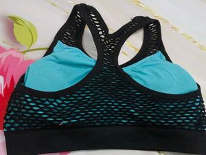 (200)Mesh Sports Bra - Black