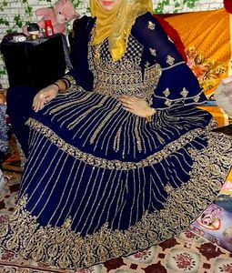 Elegant Navy Blue Embroidered Dress