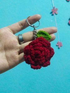 Crochet Rose Keychain 🌹