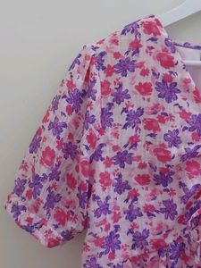 Pink Floural Peplum Top