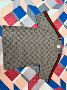 Gucci GG Monogram Web Stripe Ribbed Knit T-Shirt