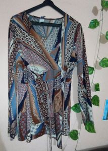 Silky Printed  Wrap Top
