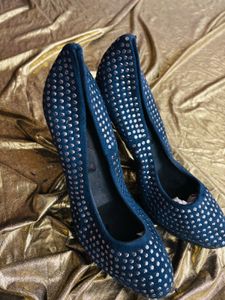 Blue studded heels