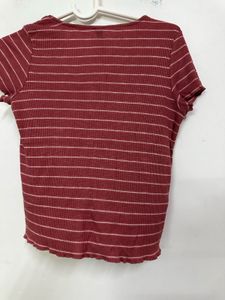 Striped Button-Down Crop Top