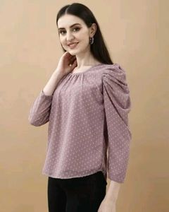 Women's Chiffon Solid Regular Fit Top