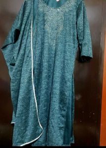 Sea Green Winter Kurta Plazo Set For 42 Bust