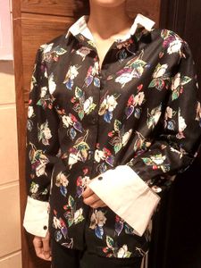 Floral Print Button-Down Blouse