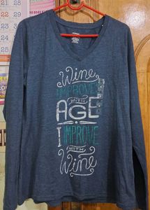 Blue V-neck full sleeved tshirt