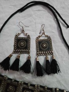 Rajasthani jewellery set of oxidised silver plated