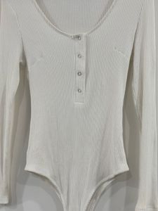 WHITE RIBBED BODYSUIT