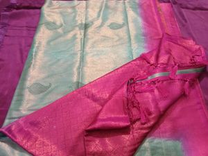 Elegant Pink &amp; Blue Saree