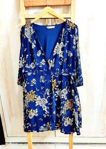 Blue Printed Dress Bust Size-28-30