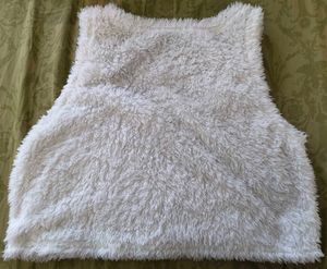 White Fuzzy Crop Tank Top