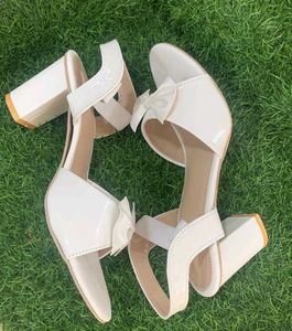 White Heels With Cute Bow Detailing